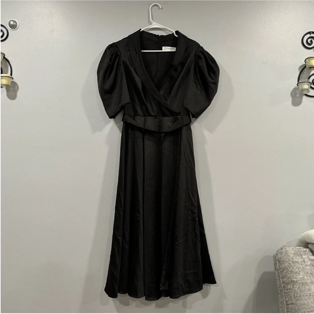 Mac Duggal 26628 Black Satin Midi Dress 4 - Picture 2 of 8